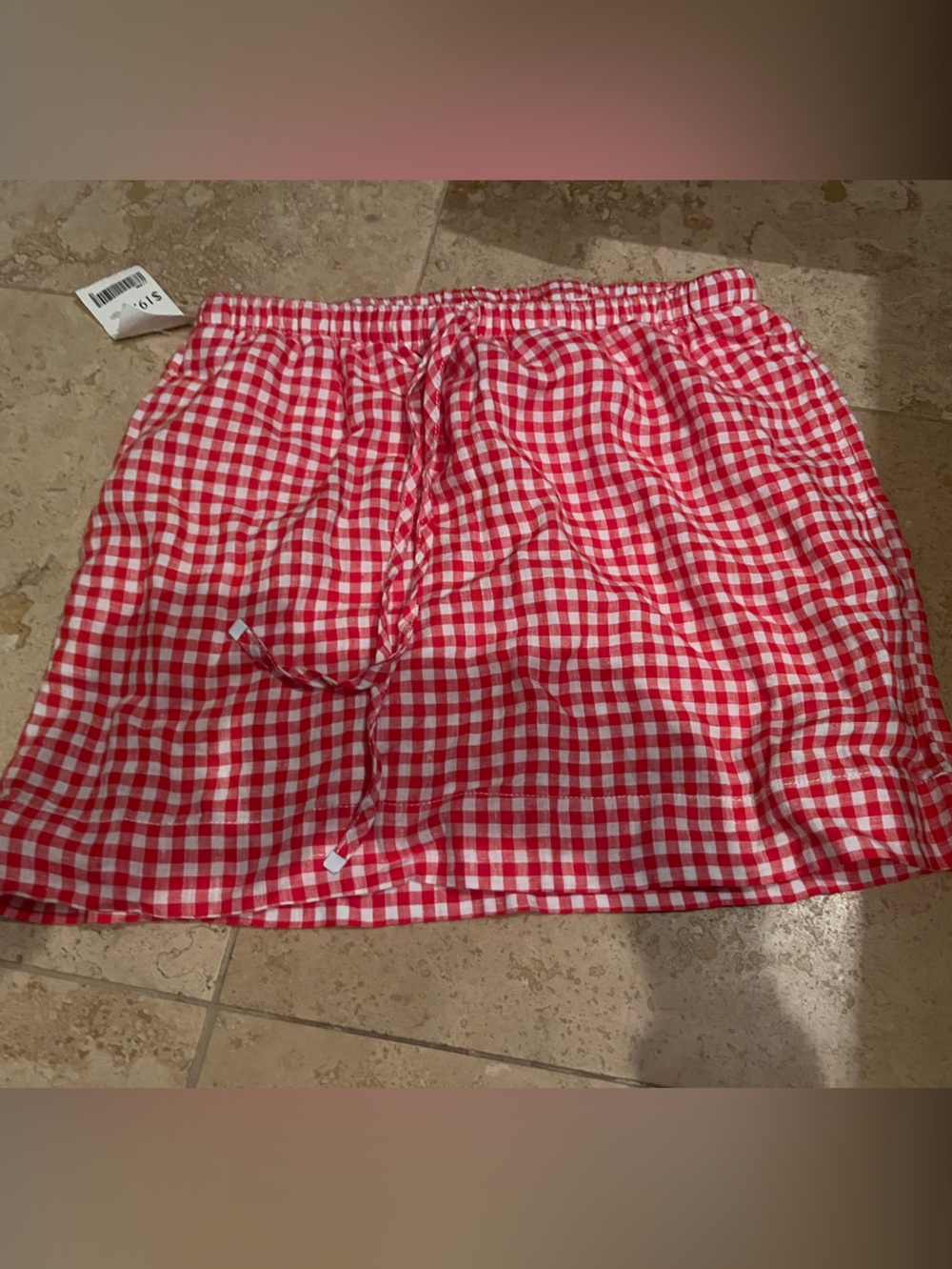 C&C California Red and White Gingham Drawstring Skirt